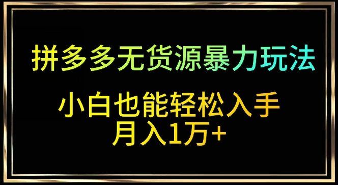 
          拼多多无货源暴力玩法，全程干货，小白也能轻松入手，月入1万+ - Featured image
        