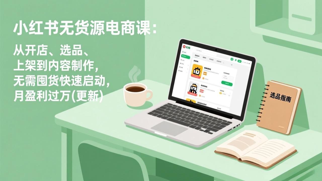 
          小红书无货源电商课：从开店、选品、上架到内容制作，无需囤货快速启动，月盈利过万(更新 - Featured image
        