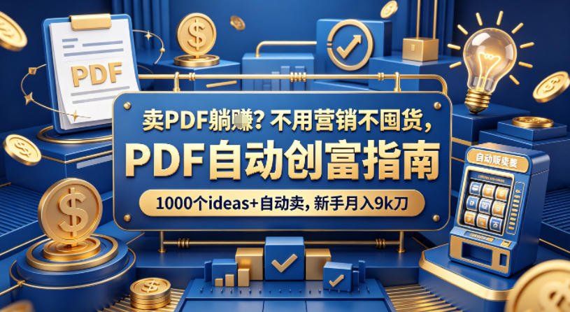 
          卖PDF躺賺？不用营销不囤货，PDF自动创富指南，1000个ideas+自动卖，新手月入9k刀【原创双语字幕】 - Featured image
        