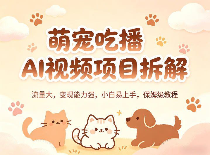 
          萌宠吃播AI视频项目拆解，流量大，变现能力强，小白易上手，保姆级教程 - Featured image
        