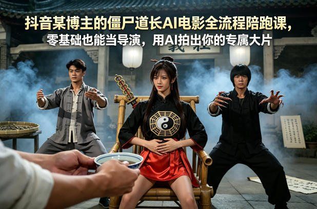 
          抖音某博主的僵尸道长AI电影全流程陪跑课，零基础也能当导演，用AI拍出你的专属大片 - Featured image
        