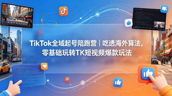 
          TikTok全域起号陪跑营｜吃透海外算法，零基础玩转TK短视频爆款玩法 - Featured image
        