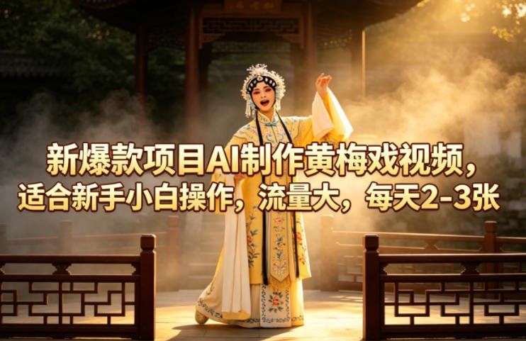 
          新爆款项目AI制作黄梅戏视频，适合新手小白操作，流量大，每天2-3张 - Featured image
        