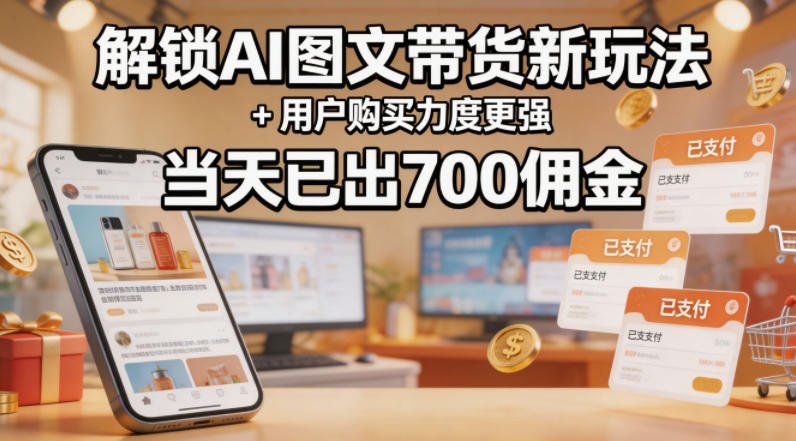 
          解锁ai图文带货新玩法+用户购买力度更强，当天已出700佣金，详细拆解 - Featured image
        