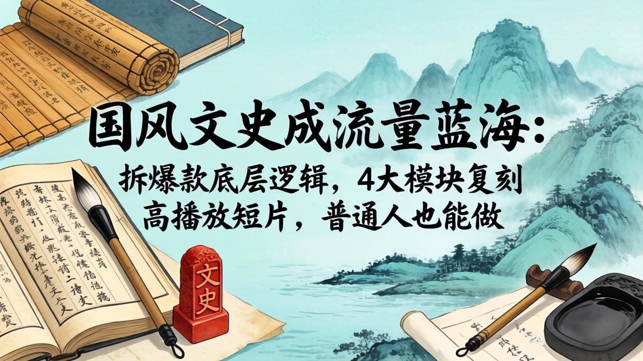 
          国风文史成流量蓝海：拆爆款底层逻辑，4大模块复刻高播放短片，普通人也能做 - Featured image
        