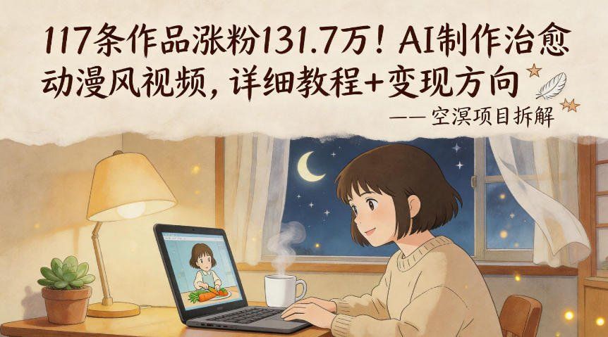
          117条作品涨粉131.7W！AI制作治愈动漫风视频，详细教程+变现方向 - Featured image
        
