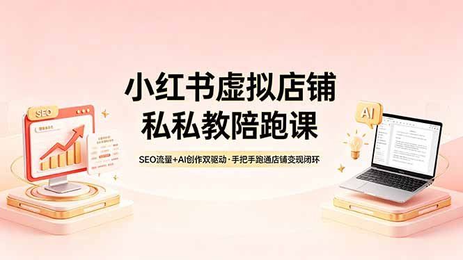 
          小红书虚拟店铺私教陪跑课，SEO流量+AI创作双驱动，手把手跑通店铺变现闭环 - Featured image
        