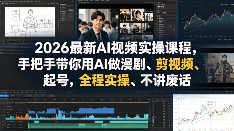 
          2026最新AI视频实操课程，手把手带你用AI做漫剧、剪视频、起号，全程实操、不讲废话 - Featured image
        