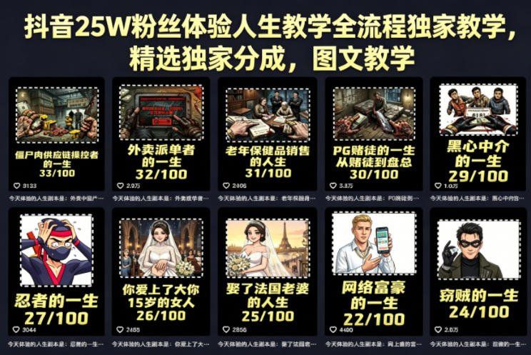 
          抖音25W粉丝体验人生教学全流程独家教学，精选独家分成，图文教学 - Featured image
        