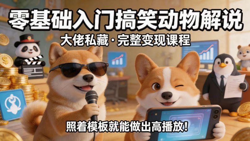 
          零基础入门搞笑动物解说，大佬私藏完整变现课程，照着模板就能做出高播放 - Featured image
        