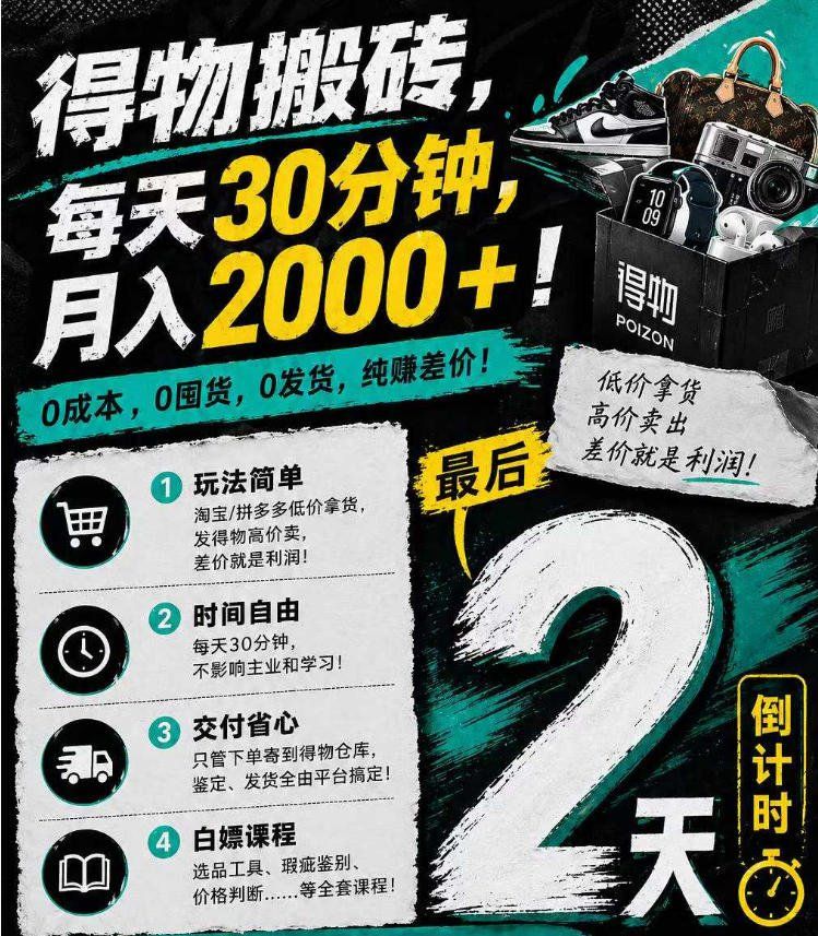 
          得物搬砖，0成本起步每天30分钟，月入2000+，0成本，0囤货，0发货，纯賺差价 - Featured image
        