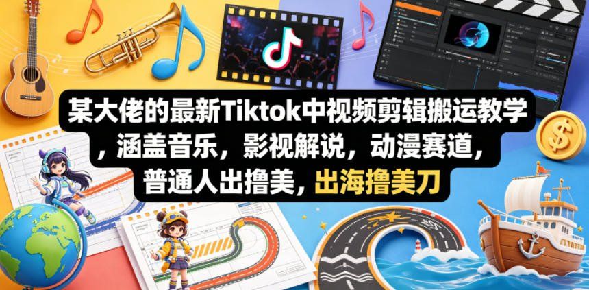 
          某大佬的最新Tiktok中视频剪辑搬运教学，涵盖音乐，影视解说，动漫赛道，普通人出海撸美刀 - Featured image
        