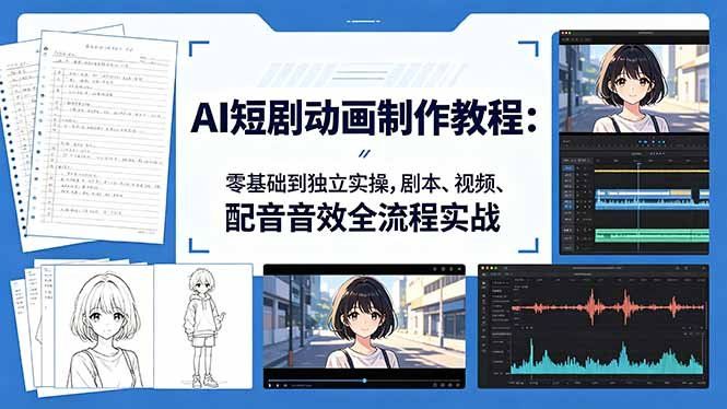 
          AI短剧动画制作教程：零基础到独立实操，剧本、视频、配音音效全流程实战 - Featured image
        