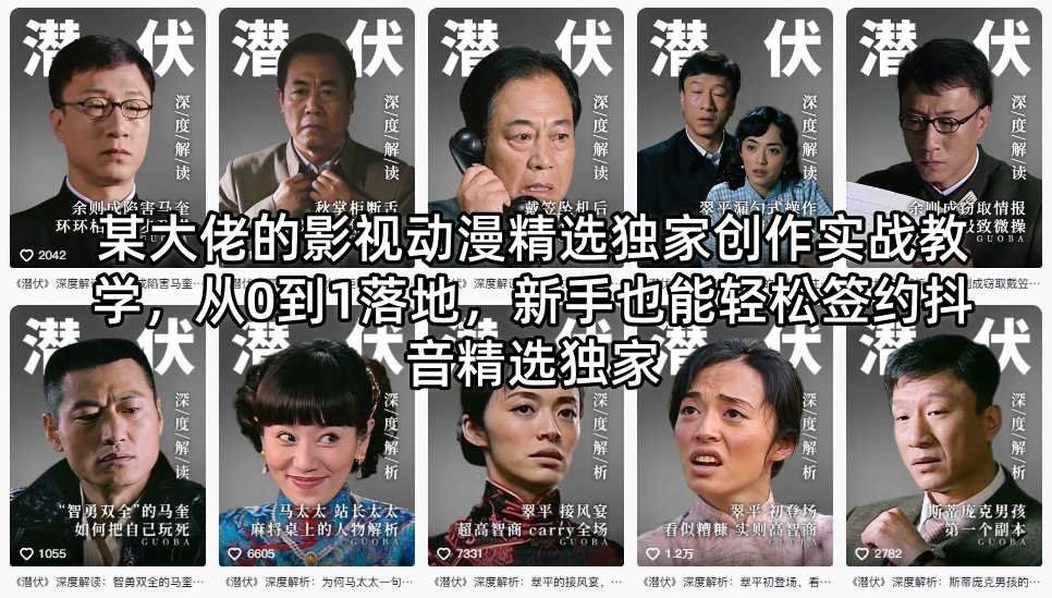 
          某大佬的影视动漫精选独家创作实战教学，从0到1落地，新手也能轻松签约抖音精选独家 - Featured image
        