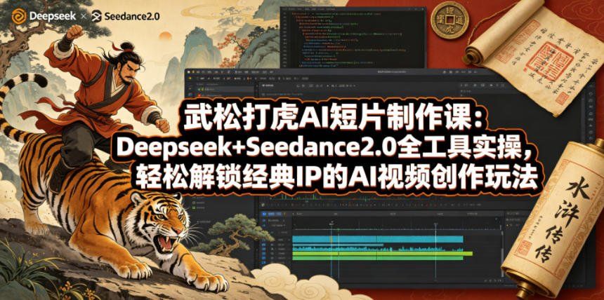 
          武松打虎AI短片制作课：Deepseek+Seedance2.0全工具实操，轻松解锁经典IP的AI视频创作玩法 - Featured image
        