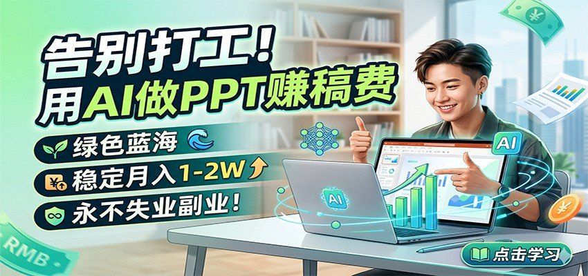 
          告别打工！用AI做PPT赚稿费，绿色蓝海，稳定月入1-2W，永不失业副业！ - Featured image
        