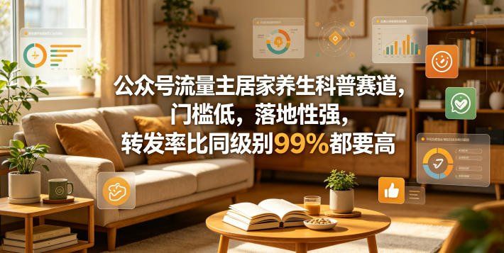 
          公众号流量主居家养生科普赛道，门槛低，落地性强，转发率比同级别99％都要高 - Featured image
        