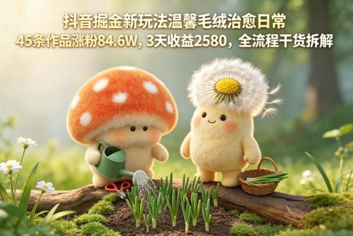 
          抖音掘金新玩法温馨毛绒治愈日常，45条作品涨粉84.6W，3天收益2580，全流程干货拆解 - Featured image
        
