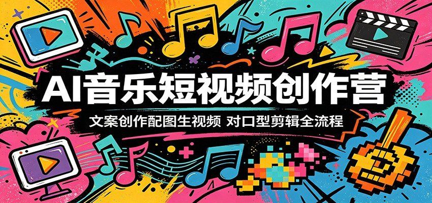 
          AI音乐短视频创作营：文案创作配图生视频，对口型剪辑全流程 - Featured image
        