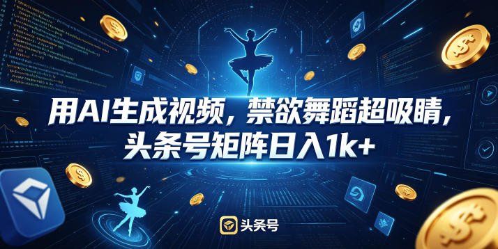 
          用AI生成视频，禁欲舞蹈超吸睛，头条号矩阵日入1k+ - Featured image
        