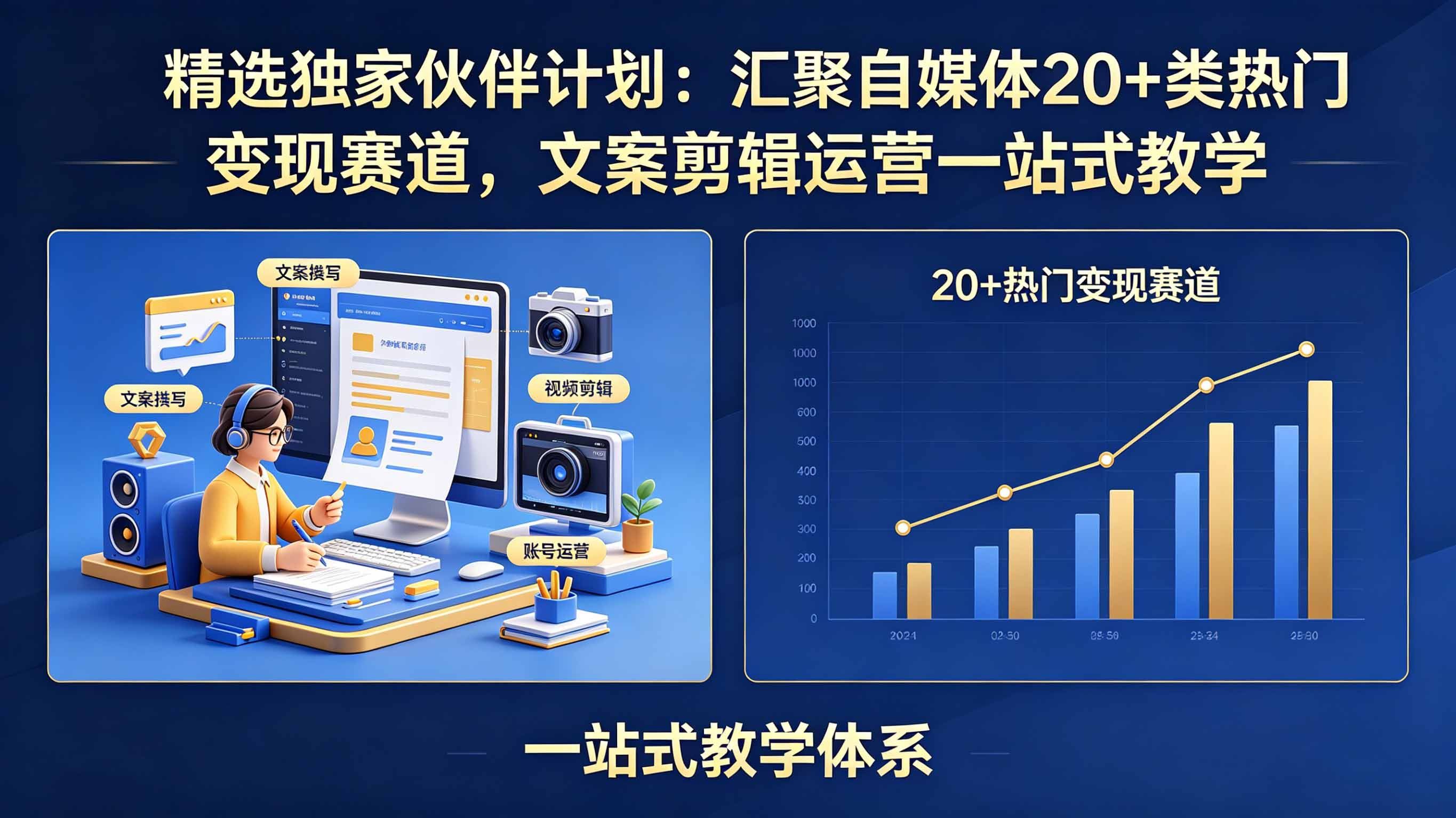 
          精选独家伙伴计划：汇聚自媒体20+类热门变现赛道，文案剪辑运营一站式教学 - Featured image
        