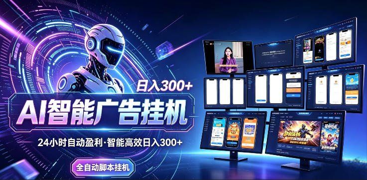 
          AI智能广告挂G项目，无需人工，单机稳定日入200+，可矩阵放大，24小时不间断刷广告賺收益【揭秘】 - Featured image
        