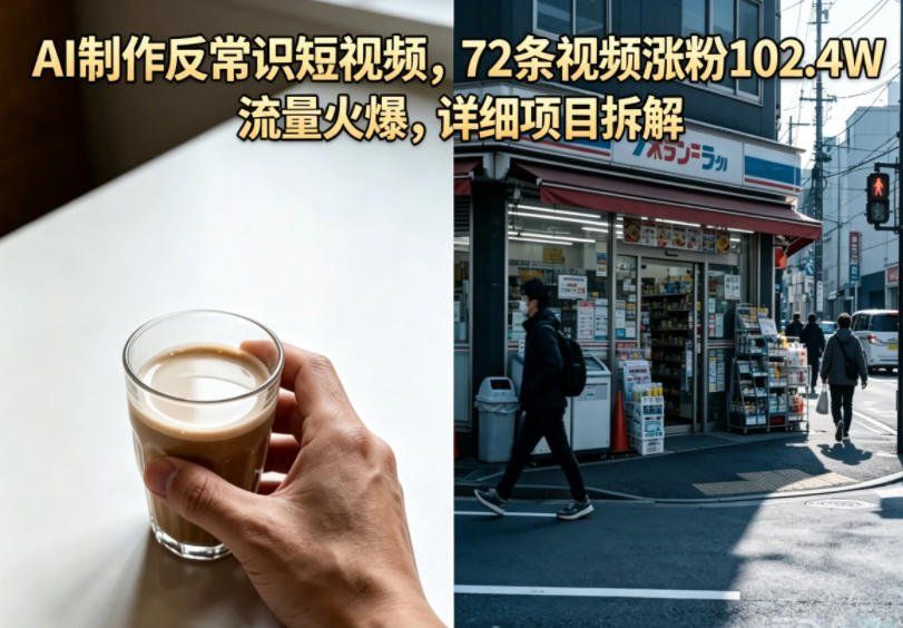 
          AI制作反常识短视频，72条视频涨粉102.4W，流量火爆，详细项目拆解 - Featured image
        