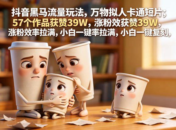 
          抖音黑马流量玩法，万物拟人卡通短片，57个作品获赞39W，涨粉效率拉满，小白一键复刻，保姆级拆解 - Featured image
        