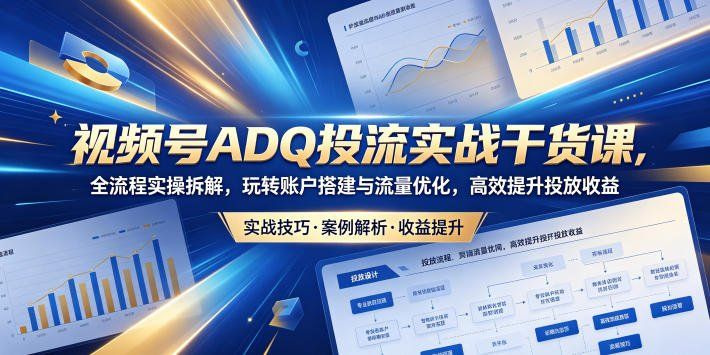 
          视频号ADQ投流实战干货课，全流程实操拆解，玩转账户搭建与流量优化，高效提升投放收益 - Featured image
        