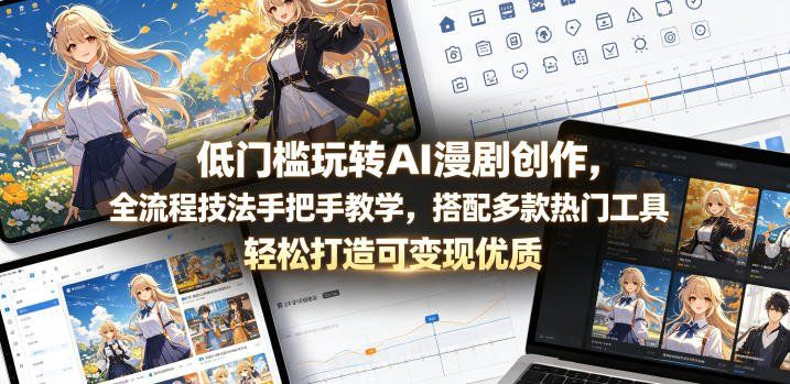 
          低门槛玩转AI漫剧创作，全流程技法手把手教学，搭配多款热门工具，轻松打造可变现优质作品 - Featured image
        