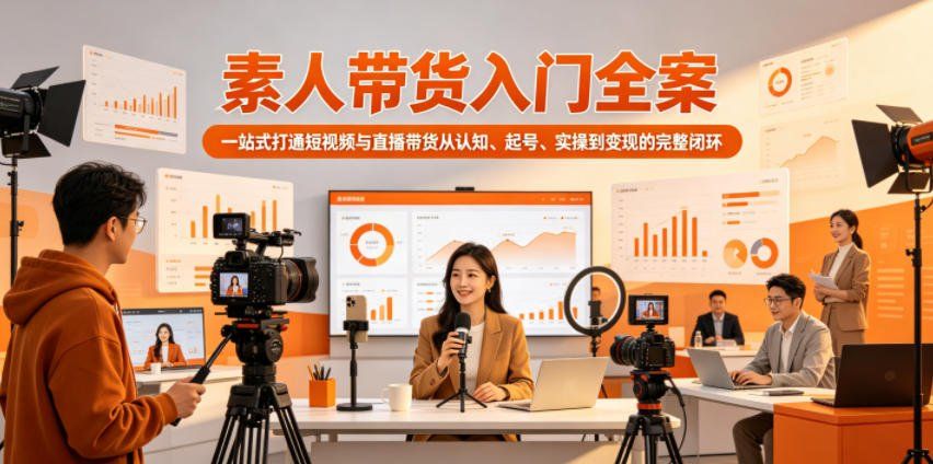 
          素人带货入门全案，一站式打通短视频与直播带货从认知、起号、实操到变现的完整闭环 - Featured image
        
