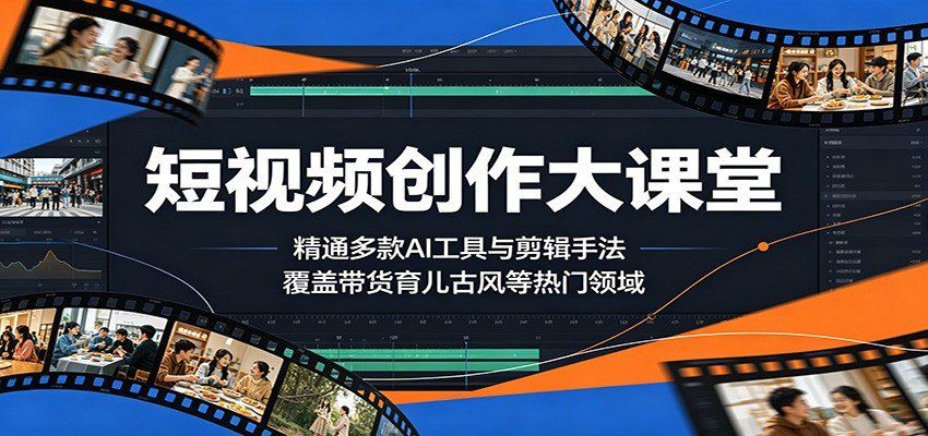
          短视频创作大课堂：精通多款AI工具与剪辑手法，覆盖带货、育儿、古风等热门领域 - Featured image
        