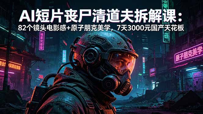 
          AI短片《丧尸清道夫》拆解课：82个镜头电影感+原子朋克美学，7天3000元国产天花板 - Featured image
        