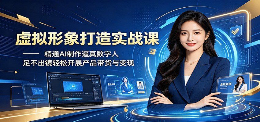 
          虚拟形象打造实战课：精通AI制作逼真数字人，足不出镜轻松开展产品带货与变现 - Featured image
        