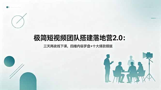 
          极简短视频团队搭建落地营2.0：三天两夜线下课，四维内容罗盘+十大爆款模版 - Featured image
        