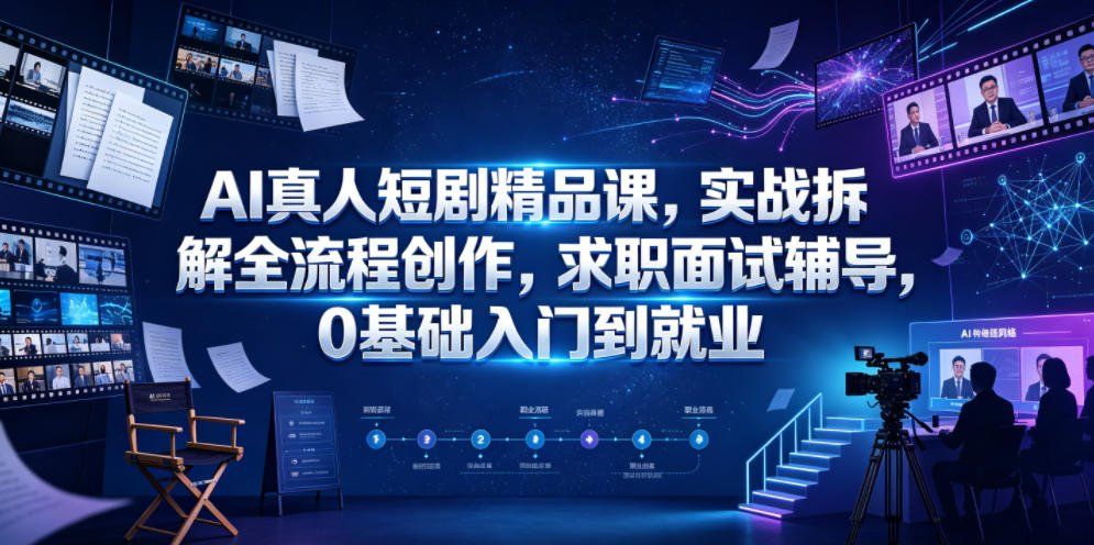 
          AI真人短剧精品课，实战拆解全流程创作，求职面试辅导，0基础入门到就业 - Featured image
        