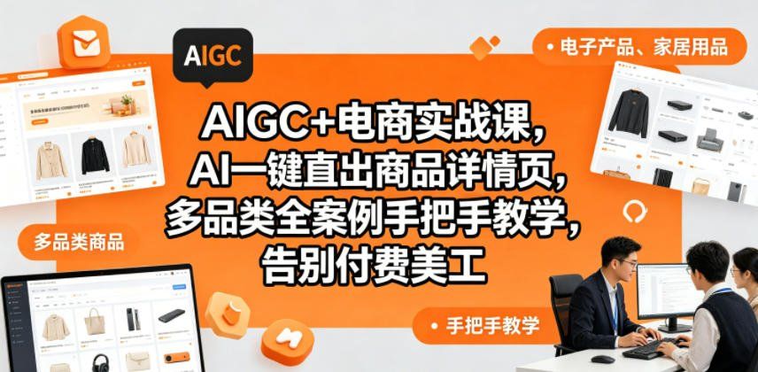 
          AIGC+电商实战课，AI一键直出商品详情页，多品类全案例手把手教学，告别付费美工(更新0704) - Featured image
        